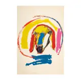 Menashe Kadishman, : Abstract of Goat1982, colored screen print