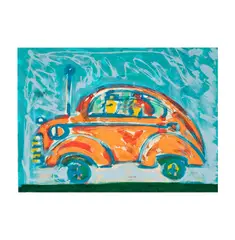 Frank Romero, : Orange Car1980's; screen print on paper, pencil
