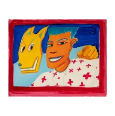 Gilbert Luján, Gilbert Magu Lujan (California, b.1940): Boy and His Dog1980's, acrylic on paper