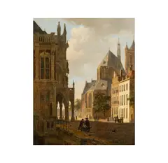 Town Scene by Bartholomeus van Hove, oil on wood boardwith gallery label verso, offered Dec 2024