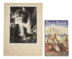 Leland Gustavson, Blue Book: an Illustrated Magazine, ink and gouache painting on paper