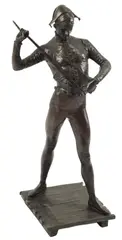 Harlequin with Lute and Sword by Paul Dubois, Patinated bronze sculpture, offered Nov 2023