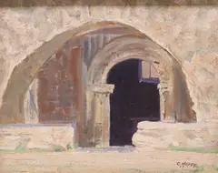 Carl Hoppe, Archway, oil on board