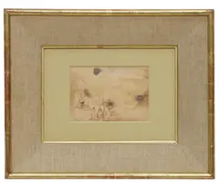 Mariano Bertuchi, Figures Before an Arched Gateway, ink painting on paper