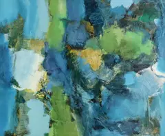 Walter McCOWN, Framed, mixed media painting with on Masonite, Abstract Composition