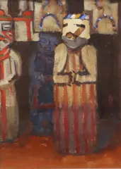 Framed by Frank LaLumia, oil on canvas board painting, "Study for Enchanted Night,", offered Jun 2022