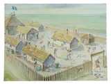 Tom Jones, Indians of the Coastal Bend of Texas, watercolor painting on paper