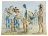 Tom Jones, Indians of the Coastal Bend of Texas, watercolor painting on paper