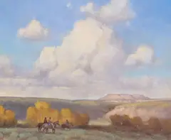 W. Steve Seltzer, Native American Riders on the Plateau, oil on canvas