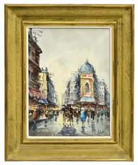 Antonio DeVity, Framed, oil painting on canvas, City Street Scene