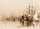 Stephen Parrish, The Inner Harbor, Gloucester, MA, 1883, Etching