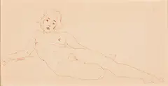 Henry Strater, Reclining Nude, Pen and ink on paper