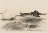 Haystacks, Newburyport Marshes by Bill Griffin, Pencil on paper, offered May 2023
