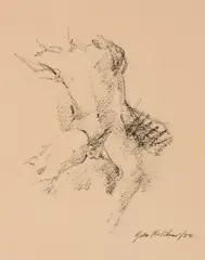 Male Nude by John Heliker, 1992, Charcoal on paper, offered May 2023