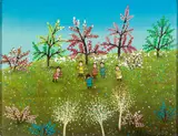 Blasnovski, Children in Orchard, Acrylic on canvas