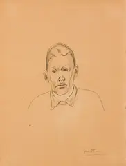 Henry Mattson, Sketch of a Man, Pencil on paper, unframed