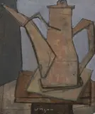 Oil Can by Hank Virgona, Charcoal and pastel on paper, offered May 2023