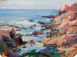 Low Tide, Gloucester, MA by Florence Tricker, Oil on panel, offered May 2023