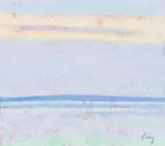 Haze on the Reach by Tom Curry, Oil pastel on paper, offered May 2023