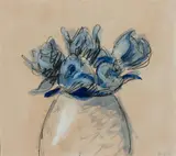 Robert Kulicke, Blue Flowers, Watercolor and graphite on paper