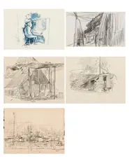 Five Drawings by Charles E. Buckley, Ink and graphite on paper, offered May 2023