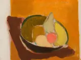Seymour Remenick, Fruit with Orange Background, Oil on canvas