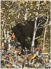 Black Bear, 1988Etching and by Neil Welliver, aquatint on Arches cover, offered Aug 2022