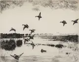 Ducks on a Pond by Frank Benson, Etching on paper, offered Aug 2022