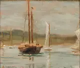 Sailboats by Susan Ricker Knox, Oil on canvas, offered Aug 2022