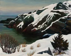 Winter at Narrow Cove, Ogunquit by Edith Davol, 1942, Oil on canvas, offered Aug 2022