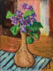 Waldo Peirce, Violets, 1958, Oil on panel