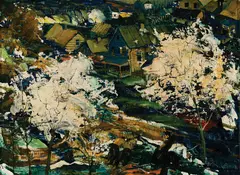 John R. Grabach, May Blossoms, Oil on panel