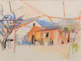 Wolf Kahn, Cafe with Figures, 1984, Pastel on paper