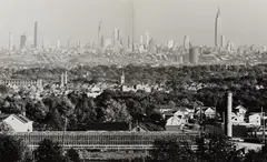 N.Y. Skyline Seen From Foot of Great Notch Mt. by Andreas Feininger, 1941, Gelatin silver print, two part panorama, offered Aug 2022