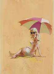 Robert McGinnis, Blood on Biscayne Bay, Watercolor and gouache on board
