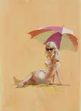 Robert McGinnis, Blood on Biscayne Bay, Watercolor and gouache on board