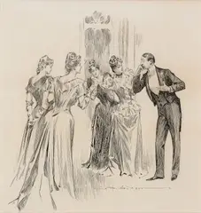 At the Party by Charles Dana Gibson, Ink on paper, offered Aug 2022