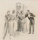 Charles Dana Gibson, At the Party, Ink on paper