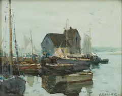 Anthony Thieme, Harbor View, Oil on canvas laid to board