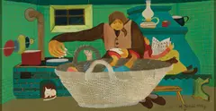 Martin Jonaš, Sewing Basket, 1966, Oil on canvas