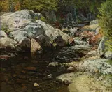 John Joseph Enneking, Twilight Late Autumn - Rocky Brook, 1915, Oil on canvas