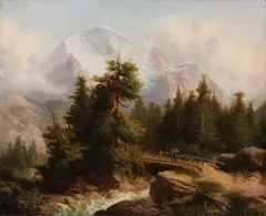 Hermann Herzog, Alpine Landscape, Oil on canvas