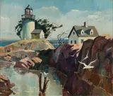 Rocky Coast by Harold Etter, Oil on canvas, offered Aug 2022