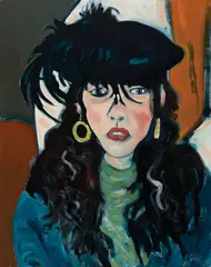 Girl with Feathered Hat by Philip Barter, 1989, Oil on canvas, offered Aug 2022