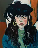 Philip Barter, Girl with Feathered Hat, 1989, Oil on canvas