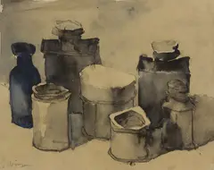 Vessels by Hank Virgona, Watercolor and charcoal on paper, offered Aug 2022