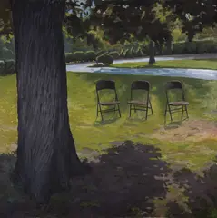 Three Chairs by David Sholl, Oil on canvas, unframedSigned l.r, offered Aug 2022