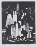 Mark Freeman, Spotlight on Manhattan, 1930, Linocut