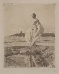 Anders Zorn, The Swan, 1915, Etching