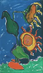 Wilhelm Wöller, Sunflowers, Oil on canvas
